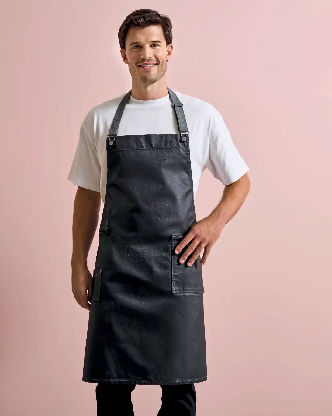 all-groups District Waxed Look Denim Bib Apron